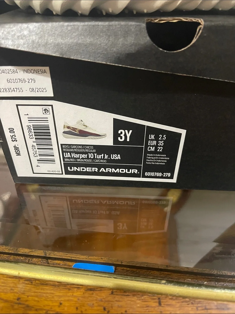 Under Armour Kids Cream, Navy & Red Star Accent Sneakers